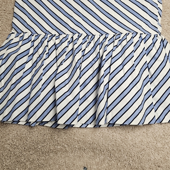 NEW Maeve Ryanne Asymmetric Nautical Stripe Peplum Flounce Ruffle Hem Midi Skirt - Picture 4 of 14